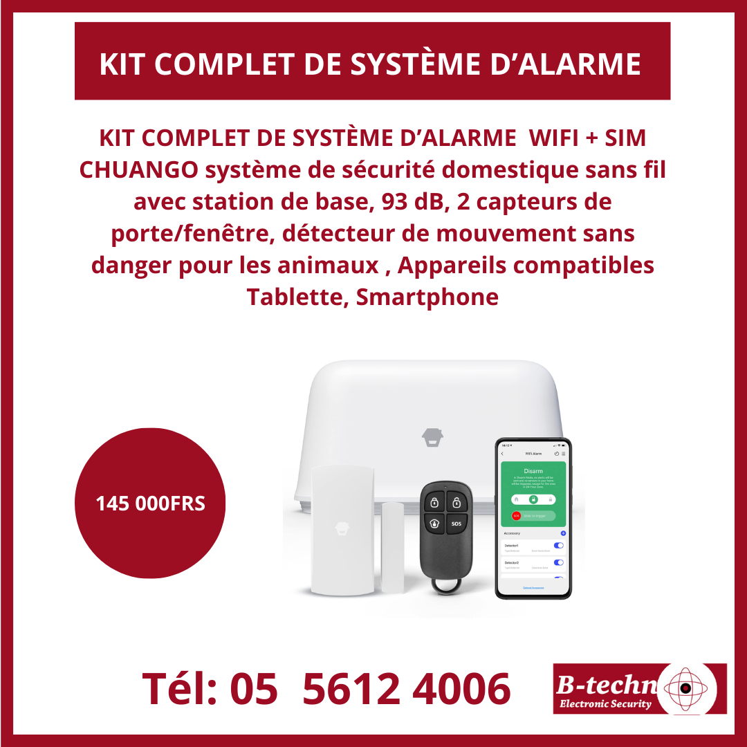 KIT COMPLET DE SYSTÈME D’ALARME  CWIFI + SIM