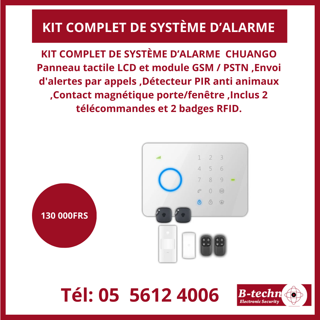 KIT COMPLET DE SYSTÈME D’ALARME  CHUANGO