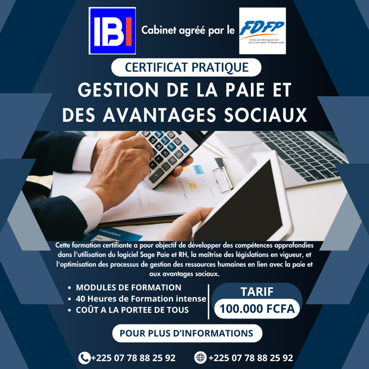 AFFICHE GESTION DE LA PAIE ET DES AVANTAGES SOCIAUX