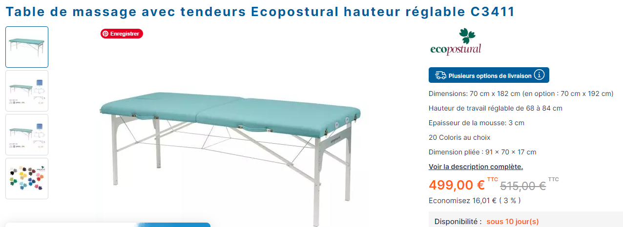 Table Massage Portable bleue Aluminium 220Kg