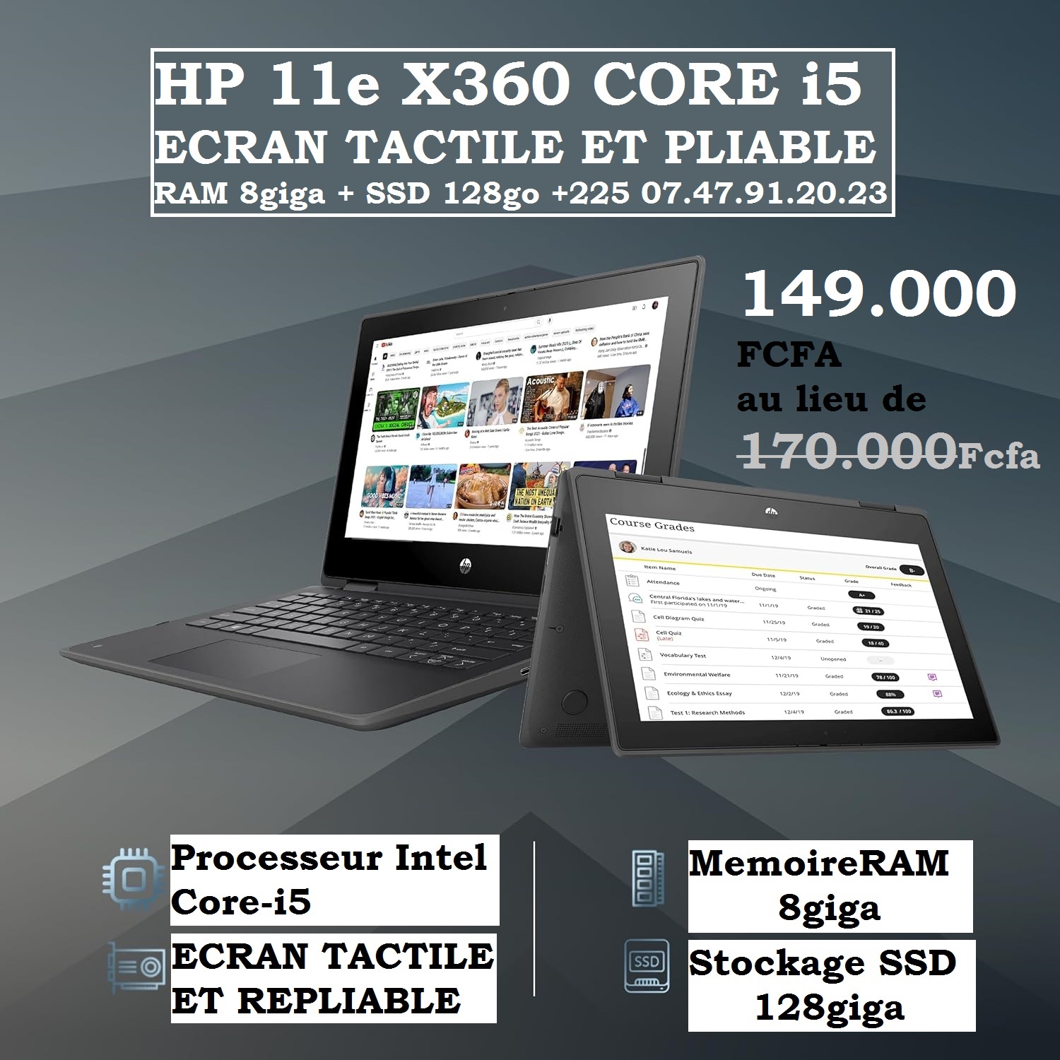 HP 11 CORE i5 (8) - PRIX